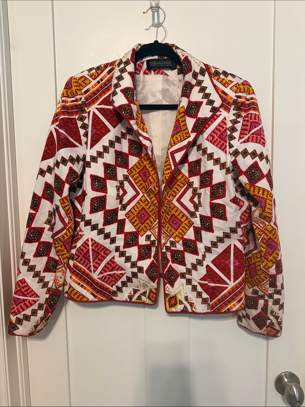 Harve Benard Vintage 90s Multicolor Geometric Southwestern Patchwork Blazer